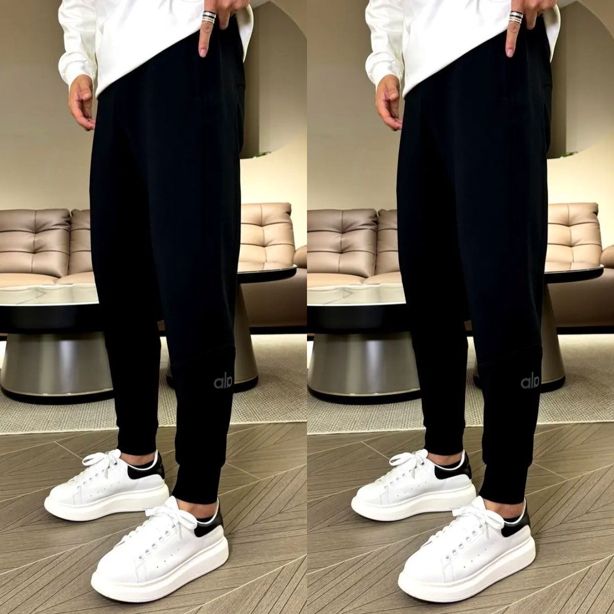 Autumn Men's Sports Casual Slim Fit Patchwork Skinny Pants Fleece Lined Fashion Versatile_viptrois.com