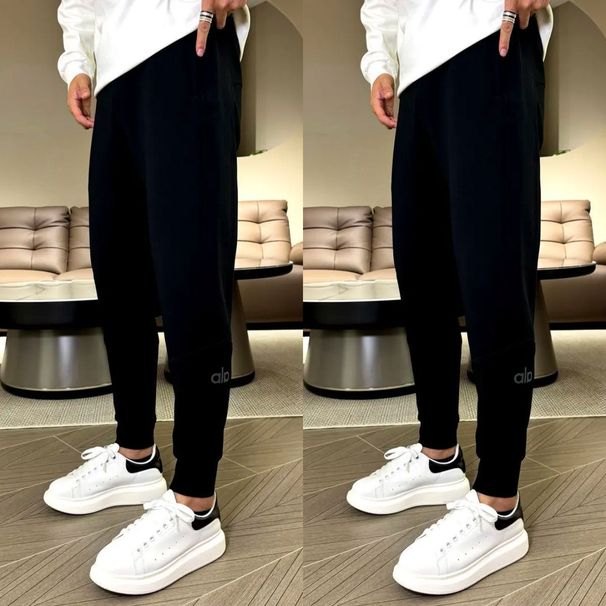 Autumn Men's Sports Casual Slim Fit Patchwork Skinny Pants Fleece Lined Fashion Versatile_viptrois.com