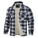 Men's Clothing Fleece-Lined Plaid Shirt Jacket – Oversized Flannel Coat For Men (Green/Khaki/Navy, S-5XL)_viptrois.com