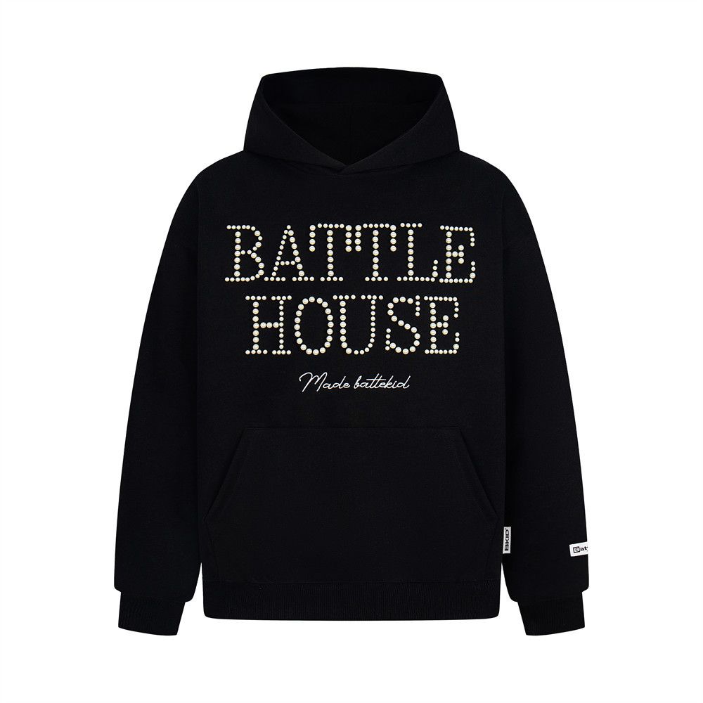 Trendy Brand Vibed Beaded Letter Hoodie Unisex Design Sense Niche Loose Pullover Sweatshirt_viptrois.com