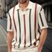 Men's Summer Short Sleeve T-Shirt - Geometric Color Block Striped Casual Knit Top, Relaxed Fit, Breathable Polyester Blend_viptrois.com