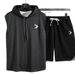 Men's Clothing New Sleeveless Vest Suit Men's Casual Hooded Hooded Suit Hip Hop Men's Sports Suit_viptrois.com
