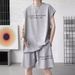 Men's Clothing Summer Ice Silk Suit Men's Sleeveless T Shirt Vest Large Size Casual Sports Quick Drying Shorts Two Piece Suit_viptrois.com