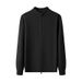 "Men's Dual-Zip High Neck Knit Sweater – Versatile Business Casual Pullover With Ribbed Hem (Charcoal/Black/Khaki, M-XXXL)"_viptrois.com