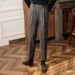 Men's High-Waisted Wool-Blend Trousers – Straight Cut Winter Casual Pants With Neapolitan Drape (28-36, Khaki/Dark Grey, Business Casual)_viptrois.com