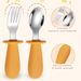 Mother & Kids Silicone Short Handle 316 Stainless Steel Children's Knife, Fork And Spoon 3 Piece Set Infant Eating Spoon Portable Tableware_viptrois.com