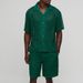 Men's Clothing Casual Fashion Solid Color Shirt Shorts Two Piece Suit_viptrois.com