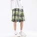 Men's Clothing 2025 Summer New Men's American Tie Dye Plaid Shorts Trendy Brand Fashion Loose Large Size Shorts Men's Pants_viptrois.com
