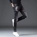 Autumn New Black And Gray Jeans Men's Slim Fit Small Feet Splashed With Paint Holes High-end Casual Long Pants Men_viptrois.com