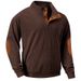 Men's Clothing Casual Stand Up Collar Long Sleeve Sports Sweatshirt With Pockets_viptrois.com
