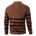 Men's Half-Zip Stripe Knit Sweater – Stand Collar Pullover With Modal-Spandex Blend (Breathable, Anti-Pilling, Relaxed Fit, Machine Washable)_viptrois.com