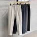 Men's Slim-Fit Summer Dress Pants – Lightweight Polyester Straight-Leg Trousers With Double Waistband & Breathable Fabric_viptrois.com