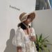 Women's Straw Hat Style Versatile Japanese Summer Thin Breathable Lace Lace Hollow Small Fresh Windproof Rope_viptrois.com