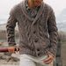 Men's Diamond Knit Cardigan Slim Fit Sweater - Long Sleeve Turn-Down Collar Pullover For Autumn/Winter - Acrylic Blend Warm Casual & Business Casual_viptrois.com