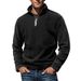 Autumn And Winter Men's Polar Fleece Top Solid Color Simple Casual Stand Collar Pullover Sweater_viptrois.com