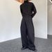 Men's Straight-Leg Pants Winter Casual Trousers Style Loose Fit High Waist Polyester Blend Solid Color_viptrois.com