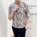 Men's Clothing New Summer Three Quarter Sleeve Shirt Personality Triangular Pyramid Print Loose Version Shirt_viptrois.com