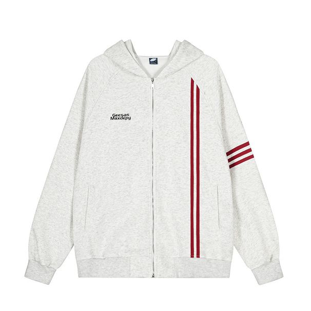 Striped Three-Stripe Cardigan Sweatshirt Men's Spring And Autumn Vibe Trendy Brand Street Style Design Hoodie Jacket_viptrois.com