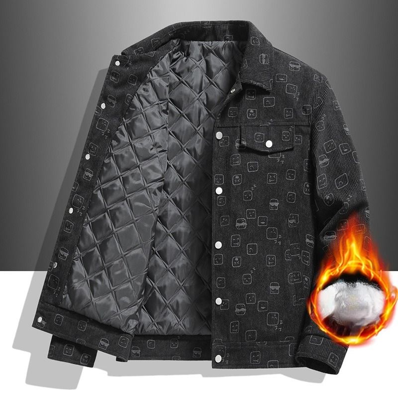 Autumn And Winter New Spring And Autumn Winter Fat Large Size Thickened Lapel Casual Tooling_viptrois.com