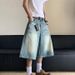 Men's Loose Fit Denim Shorts Wide Leg Straight American Style Cropped Pants Summer Thin Washed Vintage Versatile_viptrois.com