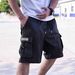 Men's Straight Fit Cargo Shorts – Breathable Polyester Summer Casual Shorts With Multiple Pockets (Black, Drawstring Waist)_viptrois.com