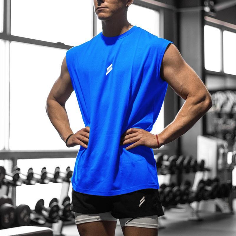Men's Clothing Muscle Burning Fitness Sports Vest Men's Summer Leisure Running Training Loose Large Size Mesh Round Neck Sweatshirt_viptrois.com