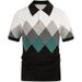 Men's Summer New Short Sleeved Diamond Grid Jacquard Knitted Sweater Business Polo Shirt Men_viptrois.com