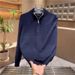 Pure Half-Zip Heavyweight Stand Collar Sweater For Men, Autumn And Winter, Slightly Loose, Retro Lazy Style, Solid Color,_viptrois.com