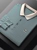 Spring And Autumn Striped Polo For Men 2025 New Style Middle-aged Casual Turn-down Collar Long Sleeve T-shirt Dad's_viptrois.com