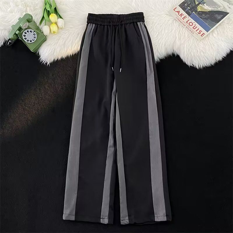 Men's Clothing Retro Casual Pants Summer Side Contrast Striped Sports Pants Drape Leg Pants Loose Wide Leg Sweatpants_viptrois.com