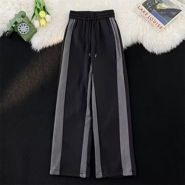 Men's Clothing Retro Casual Pants Summer Side Contrast Striped Sports Pants Drape Leg Pants Loose Wide Leg Sweatpants_viptrois.com