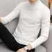 Men's Slim-Fit High Neck Sweater – Lightweight Acrylic Blend Pullover For Autumn & Winter_viptrois.com