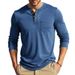 Cross-border Large-size American Men's Autumn Stretch Colored Cotton Casual Retro Simple Loose Henry Shirt Long-sleeved T-shirt_viptrois.com