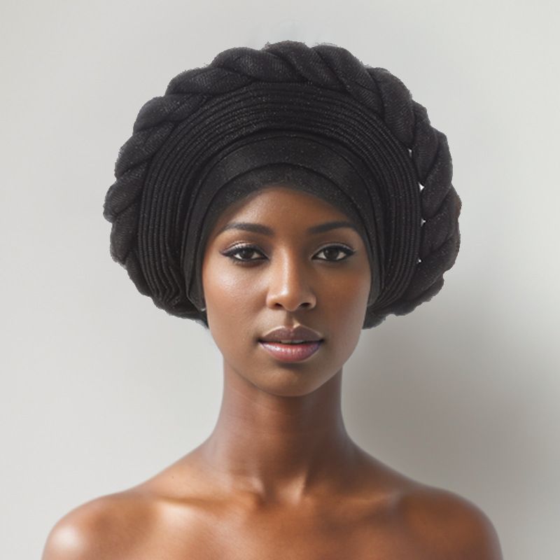 2024 New African Heavy Industry Powdered Layered Straps And Braids AutoGele Wedding Party African Bun_viptrois.com