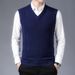 Men's Wool Blend V-Neck Sleeveless Vest - Stylish Casual Pullover Sweater For Autumn, Lightweight & Breathable, Solid & Camo Patterns_viptrois.com