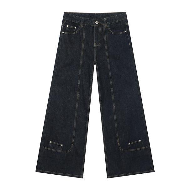 Men's Autumn New Products Niche Personality Reverse Wear Design Deconstruction Wide-leg Straight Jeans Tide_viptrois.com