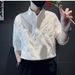 Men's Clothing New Shirt Men's Short Sleeved Polo Shirt Design Shirt Three Dimensional Texture Leaf Seven_viptrois.com