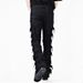 Men's Clothing Retro Tassel Men's Flared Jeans Trendy Men's High Street Slim Patch Denim Trousers_viptrois.com