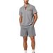 Men's Clothing Lapel Short Sleeved Pullover Casual Shirt Suit_viptrois.com
