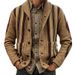 Pure European And American Foreign Trade New Men's Clothing Autumn Winter Long Sleeve Jacquard Turn-down Collar Outerwear_viptrois.com