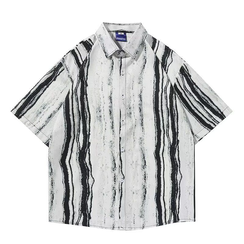 Men's Clothing Beach Outfit Beach Flower Shirt Boys Summer Thin Fashion Brand Vacation Ice Silk Short Sleeved Jacket_viptrois.com