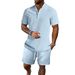 Men's Clothing Shirt Casual Loose Short Sleeved Shorts Beach Suit_viptrois.com