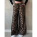Men's Clothing Leopard Print Casual Trousers For Women, High Waisted Straight Leg, Loose Fit, Elegant Wide Leg Trousers, Floor Length Drape._viptrois.com