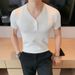 Men's Clothing Short Sleeved T Shirt Thin Handsome Tops V Neck Knitted Bottoming Shirt_viptrois.com