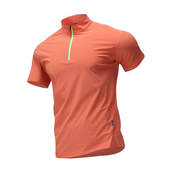 Men's Clothing Stand Collar Outdoor Mountaineering Half Zip Sports Top Marathon Running Fitness Training Suit Quick Drying Men's T Shirt_viptrois.com