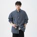 Men's Clothing Retro Washed Denim Striped Long Sleeved Shirt Spring Style Back Stitching Design Loose Casual Shirt_viptrois.com