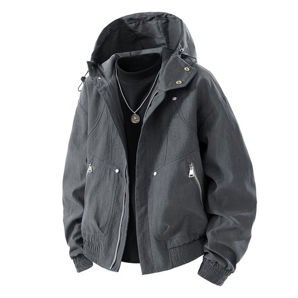 Men's Clothing High End Men's Hooded Jacket, Spring And Autumn New Style Fashion Wide Work Jacket_viptrois.com