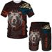 Russian Bear 3D Print Men's Summer Sportswear Set Casual Short Sleeve T-Shirt Fashionable Streetwear_viptrois.com