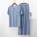 Men's Clothing Cotton Silk Pajamas Thin Short Sleeved Suit Artificial Home Clothes Trousers Two Piece Suit_viptrois.com