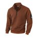 Men's Tactical Fleece Jacket - Warm Stand Collar Zip-Up Pullover With Checkerboard Design, Outdoor & Streetwear_viptrois.com